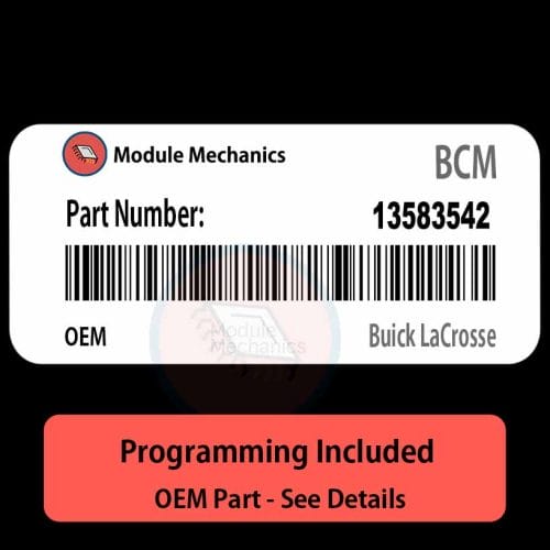 13583542 BCM with PROGRAMMING - VIN & Security | Buick LaCrosse | Body Control Module / Unit OEM BCU