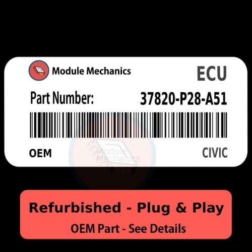 37820-P28-A51 ECU - PLUG & PLAY - | Civic | ECM PCM Engine Control Computer OEM