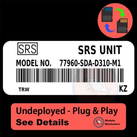 77960-SDA-D310-M1 SRS Unit - UNDEPLOYED | Honda Accord  | Airbag Control Computer