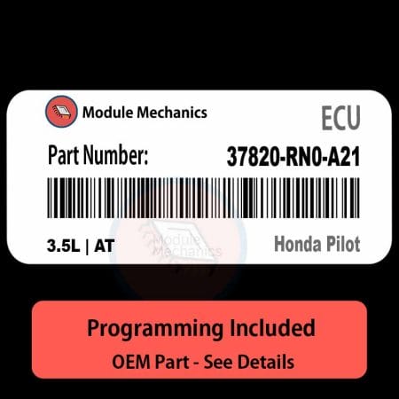 37820-RN0-A21 / 3.5L | AT ECU with PROGRAMMING - VIN & Security | Honda Pilot  | ECM PCM Engine Control Computer OEM